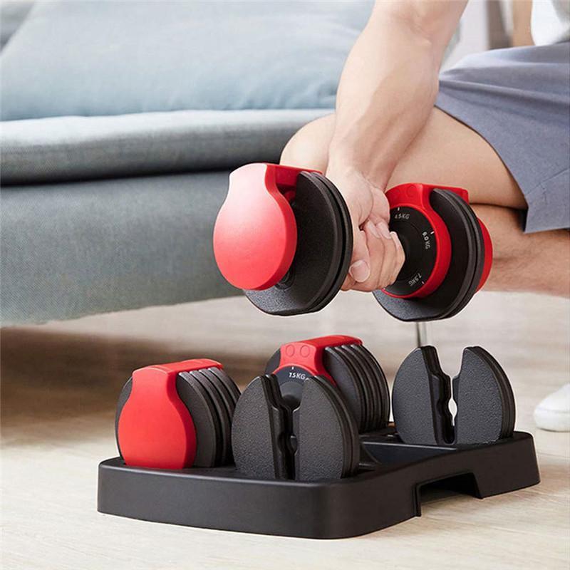 

Dumbbell set 18kg home fast automatic high quality dumbbell fast adjustable fitness equipment with weight plate1, Red