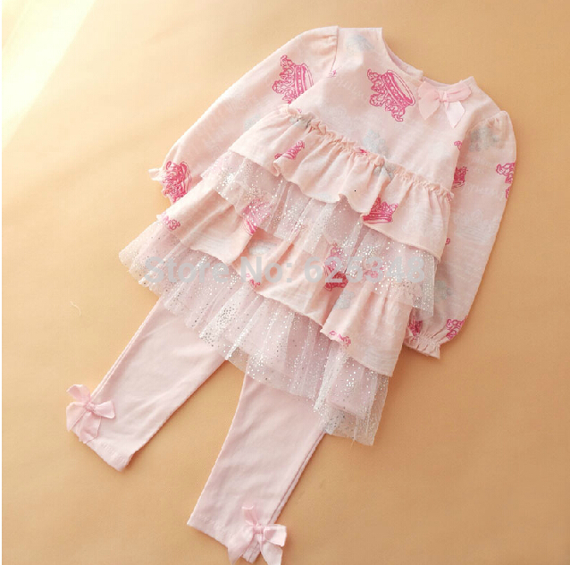 

2021 New Hot Selling 100% Cotton Clothing Set 2pcs: Princess Baby Girls +pant Autumn Clothes Roupas De Bebe Wxwb, Red