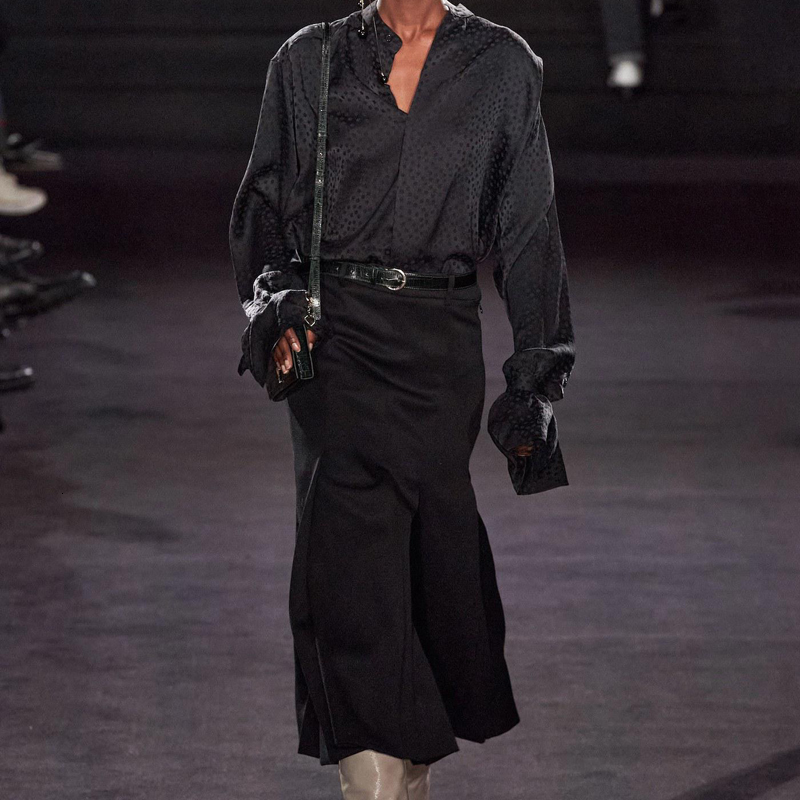 

Early Spring New Leopard Style Printing Long Temper Sole Breasted Shirt Thin Fitting Stocking High Quality Suit Skirt 8nfs, Navy blue.