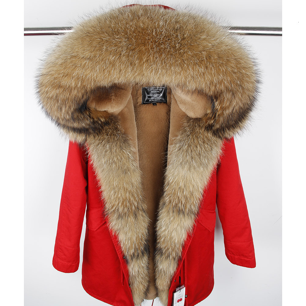

2021 New Women Long Jacket Green Raccoon Skin Collar Hood Royal Winter Coat U3U1, Eb13-4