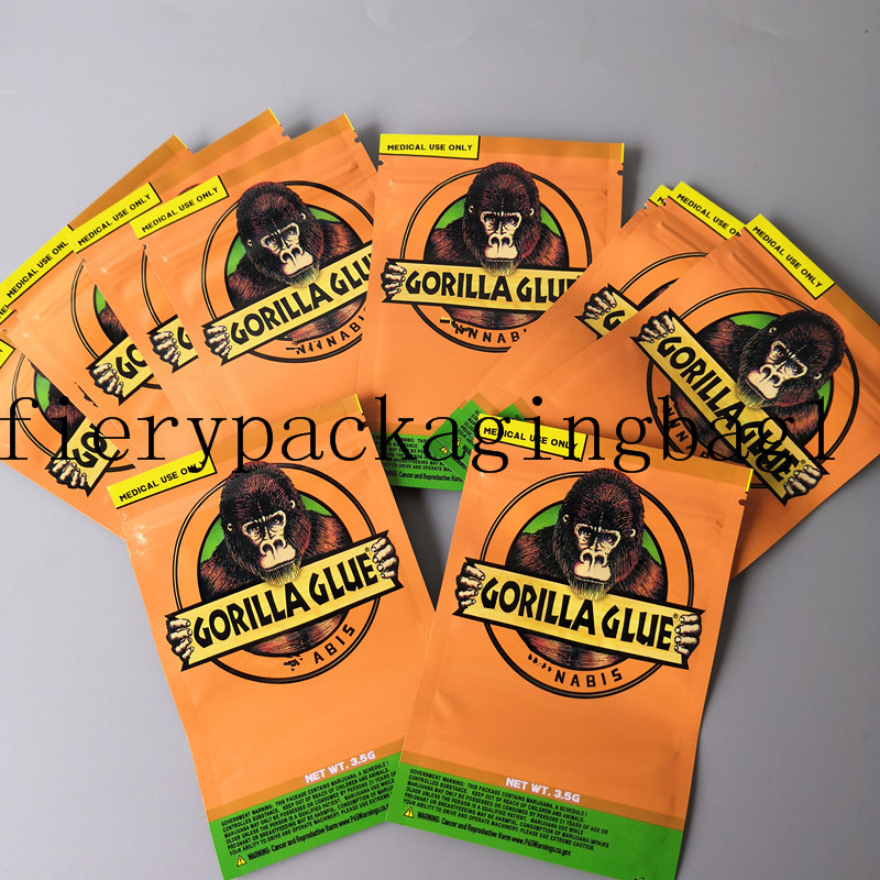 

20J GORILLA GLUE BAG 3.5g Smell Proof Bags Vape Packaging for Dry Herb GORILLA GLUE mylar bag 20LK