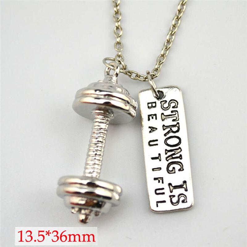 

Hot Sell Necklace For Unisex Dumbbell And Fitness Gym Suitable Word Pendant 2020 Fashion Design Zinc Alloy Dropshipping