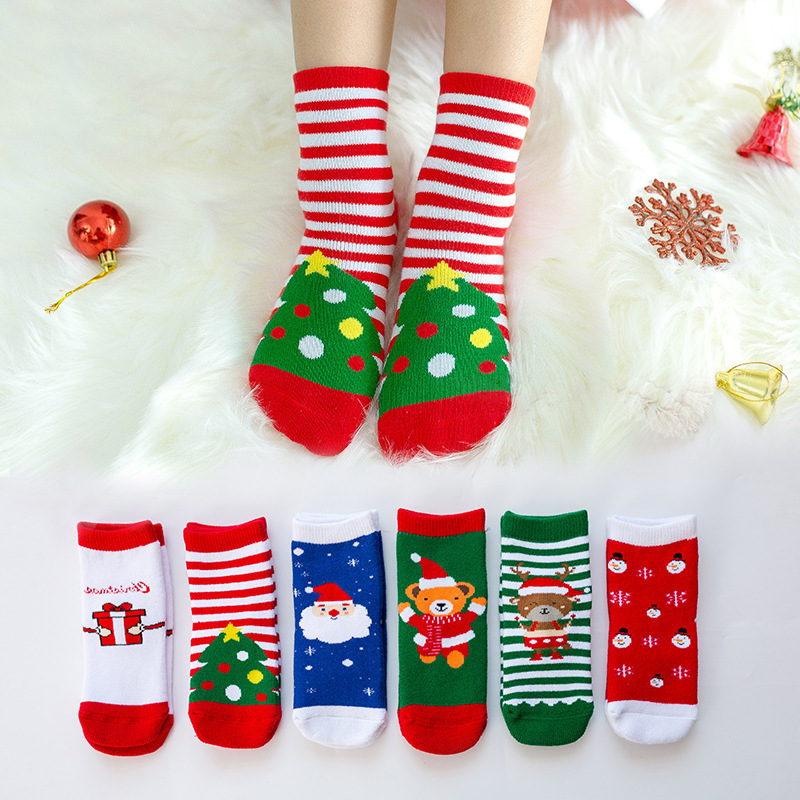 

0-10 Years Cotton Spring Winter Autumn Baby Girls Boys Kids Socks Children Striped Terry Snowflake Elk Santa Claus Christmas Bear Wholesale