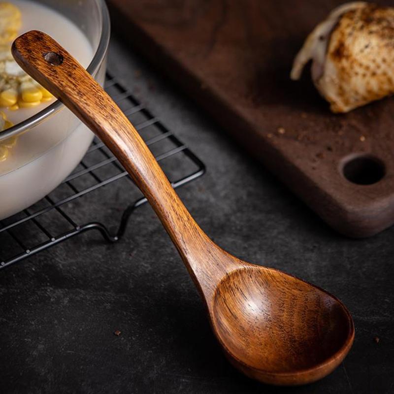 

30#Wooden Spoons Bamboo Kitchen Cooking Utensil Tool Soup Teaspoon Catering For Kicthen Wooden Soup Spoons Kitchen Tableware