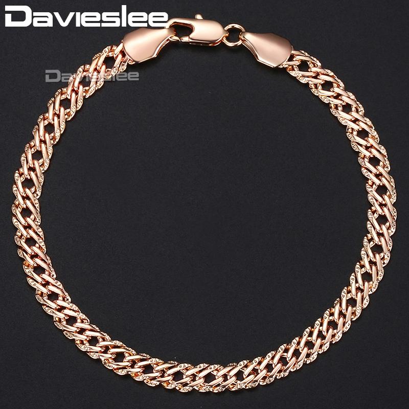 

Davieslee Bracelet For Women Light Rose Gold Filled Venitian Chain Women's Bracelet 5mm 18-23cm DGB428