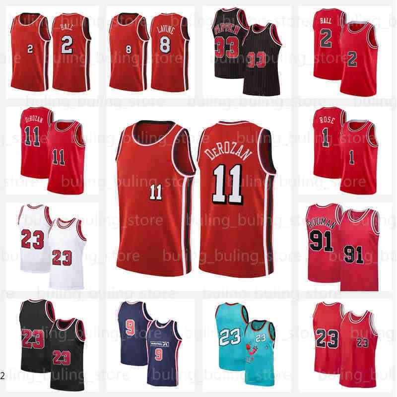 

2 Lonzo Ball 11 DeMar DeRozan Basketball Jerseys 8 23 Zach LaVine Michael Derrick Rose Chicago''Bulls''MJ 91 Dennis Rodman 33 Scottie Pippen, 75th jersey
