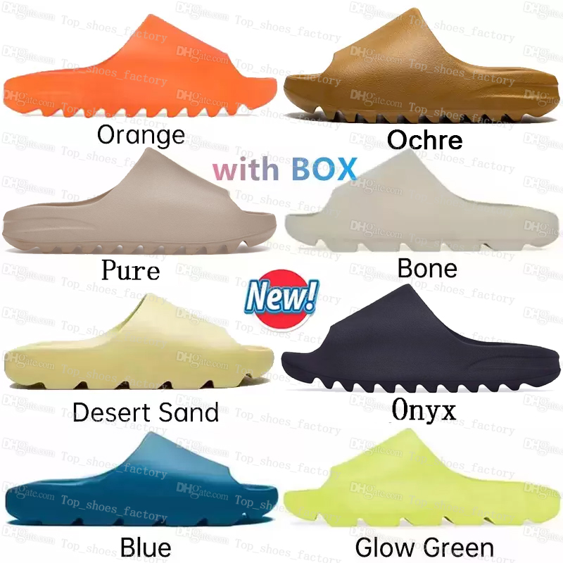 

2022 Onyx Pure Ochre Slippers Women Men Core Bone Foam Moon Gray Vermillion Desert Sand Resin Earth Brown Black Beach Shoes Glow Green Designer Slide Sandals US 13, Blue