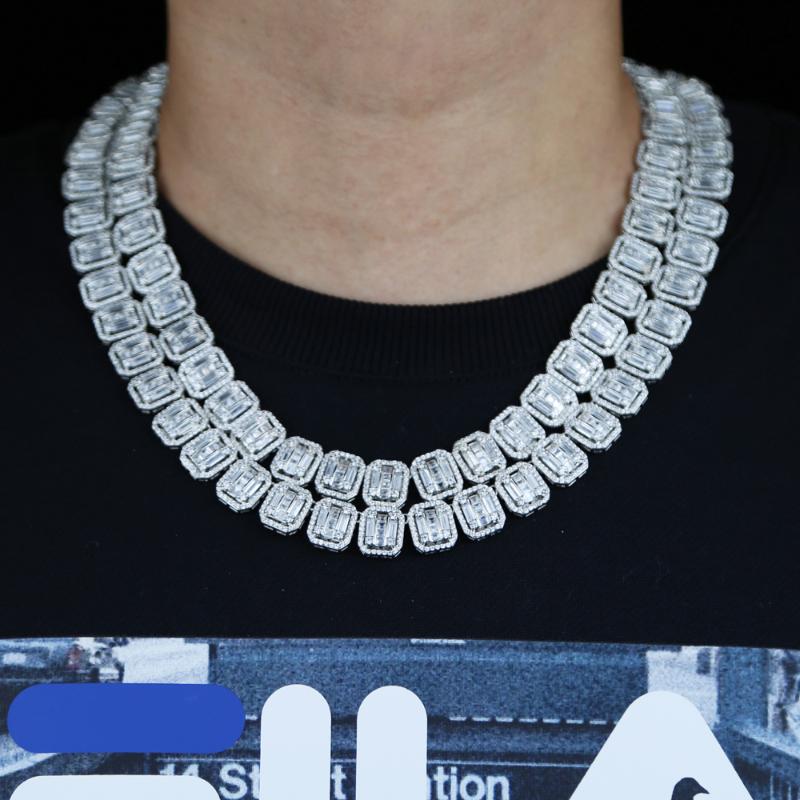 

Chokers Quality Prong Set Big Size Solitaire Tennis Chain Necklace Mens Boy Iced Out Bling 5A CZ Charm Hip Hop Rock Fashion Jewelry