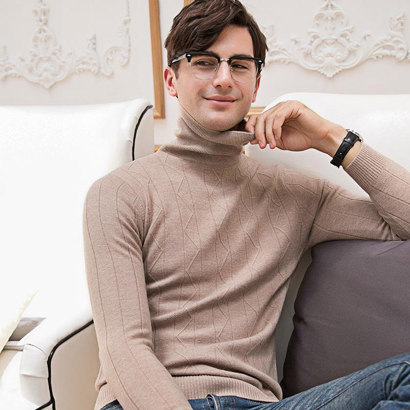 

2020 Autumn and Winter New Cardigan Men's Pure Cardigan Youth Printing Round Neck 100% Wool Sweater Men's Sweater Men Clothing, Black