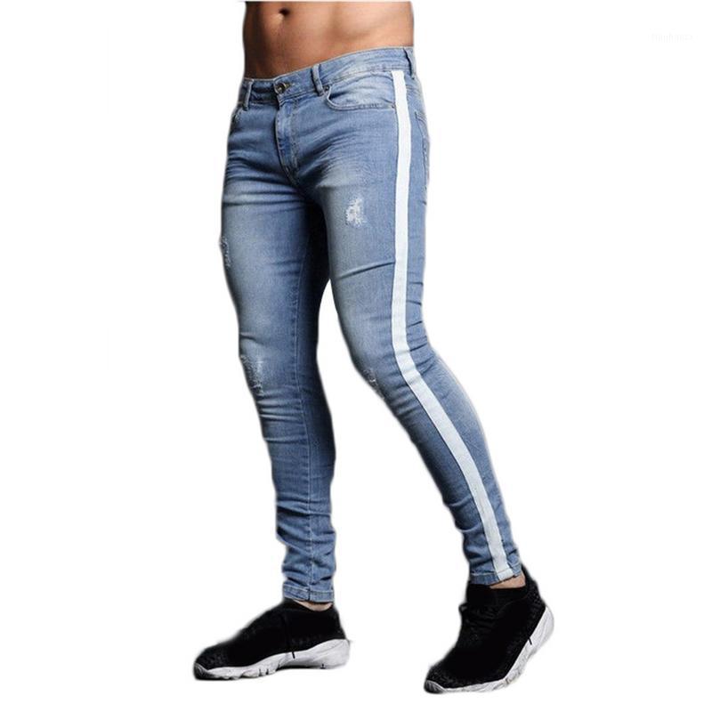 

Running jogger pants men skinny Men streetwear ripped jeans for man Fitted Bottoms zipper hip hop homme slim jogging pants1, Black