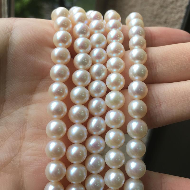

Pearl necklace Round shape with Size 7-8mm perfect luster for Jewelry DIY loose pearl strands