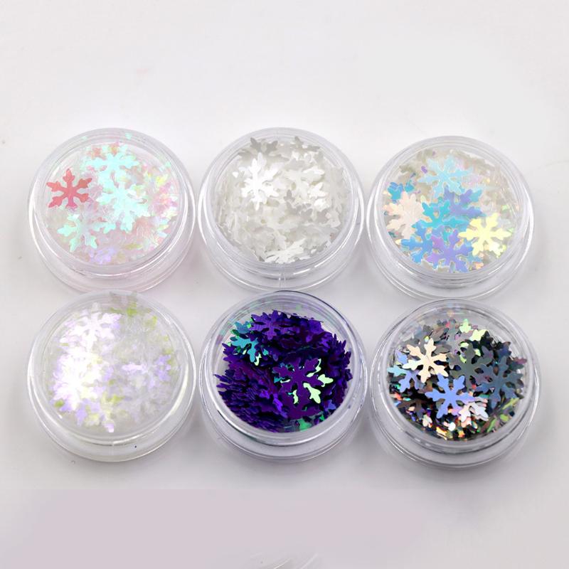

6 Boxes Snowflake Mixed Sequins Nail Art Decoration Glitter Set Luminous Sparkly Glitter Flakes Nail Art Accessories