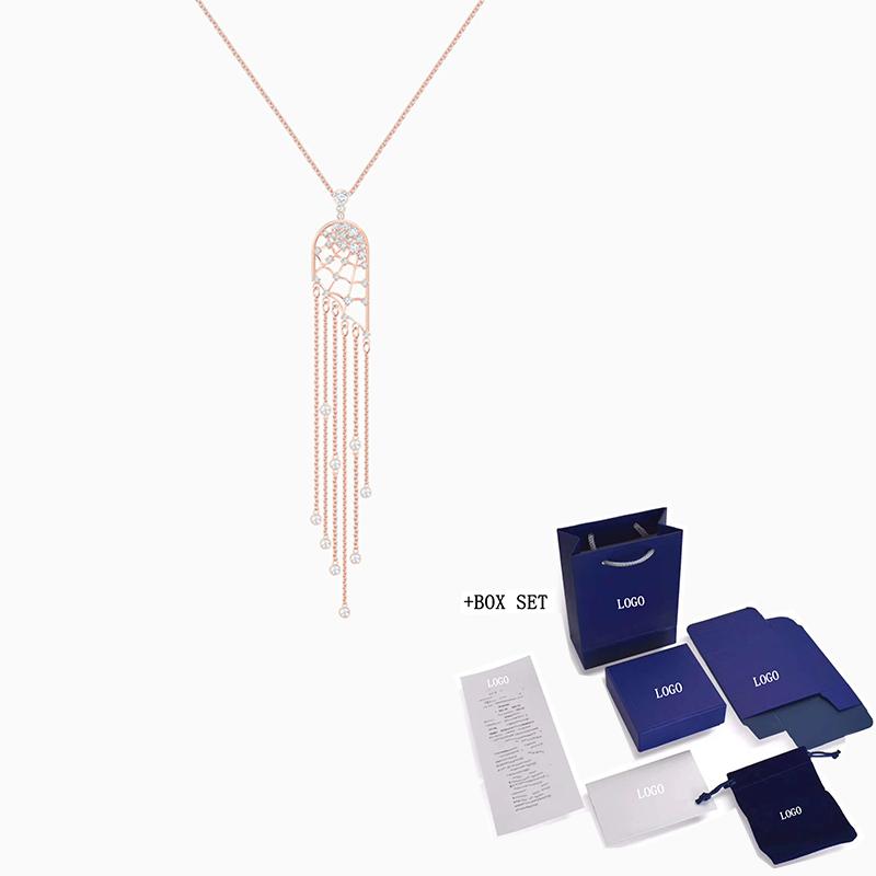 

Fashion Jewelry SWA New PRECISELY Necklace Rose Gold Glamorous Spider Web Icy Styling Feminine Trend Romantic Jewelry Gift