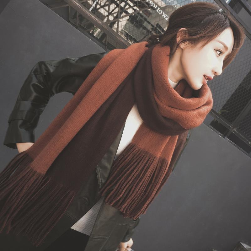 

Autumn and winter long cashmere scarf women's fashion all-match double-sided gradient warmth and thick dual-use big shawl