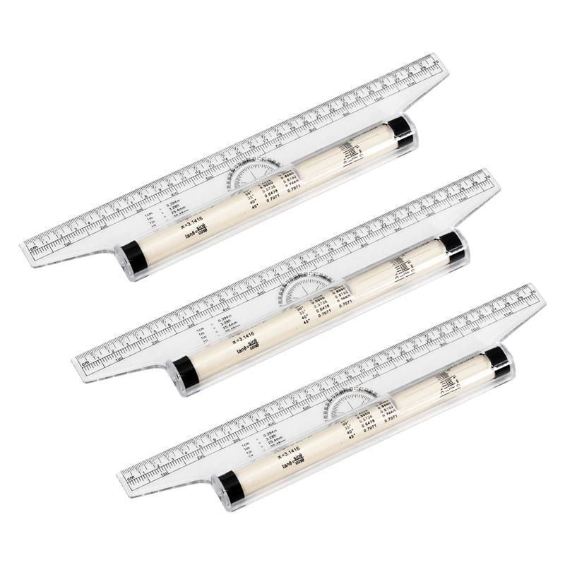 

3 Pck of Multifunctional Drawing Design Measuring Parallel Ruler 30CM Home School Office Drawing Roller Ruler
