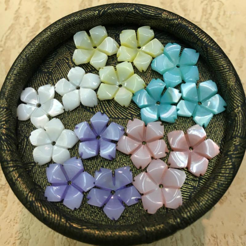 

10pcs Natural Freshwater Shell Carved Dyed Five Petal Flower Beads Fashion Jewelry Making DIY Hair Clip Earring Brooch Accessory1