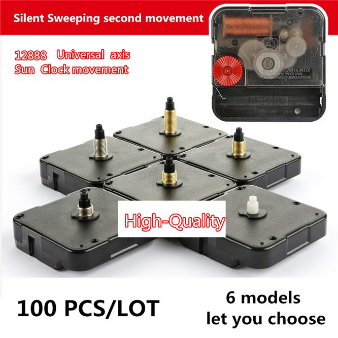 

DHL 100 PCS/LOT DIY Silent clock mechanism SUN 12888 Clock Accessory kits Quartz Movement 8 /11 /13 /16 /19 /22 mm shaft