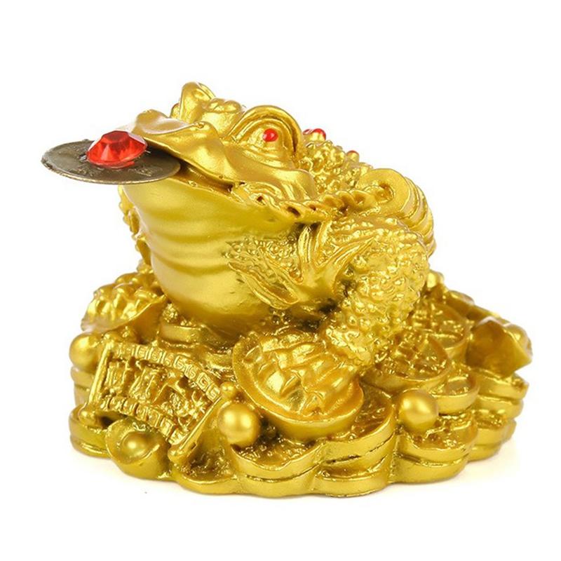 

Chinese Feng Shui Toad Lucky Fortune Wealth Golden Frog Figurine for Home Office Desktop Decoration Best Wish