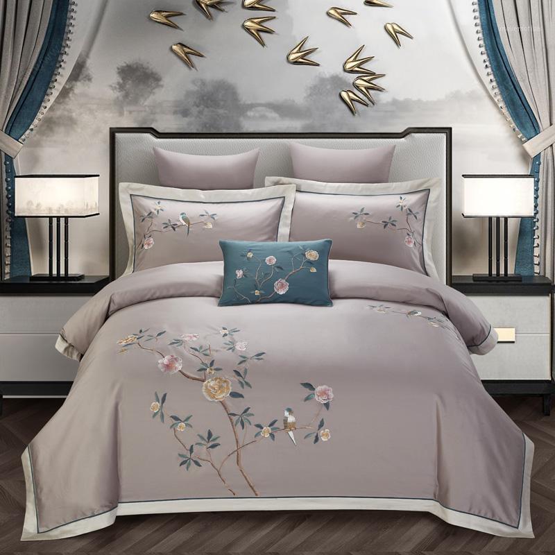 

45 Chic Shabby Egyptian Cotton Embroidery Duvet/Comforter Cover set Queen King Bedding Set Bed sheet Fitted sheet Pillowcase1, Color 10