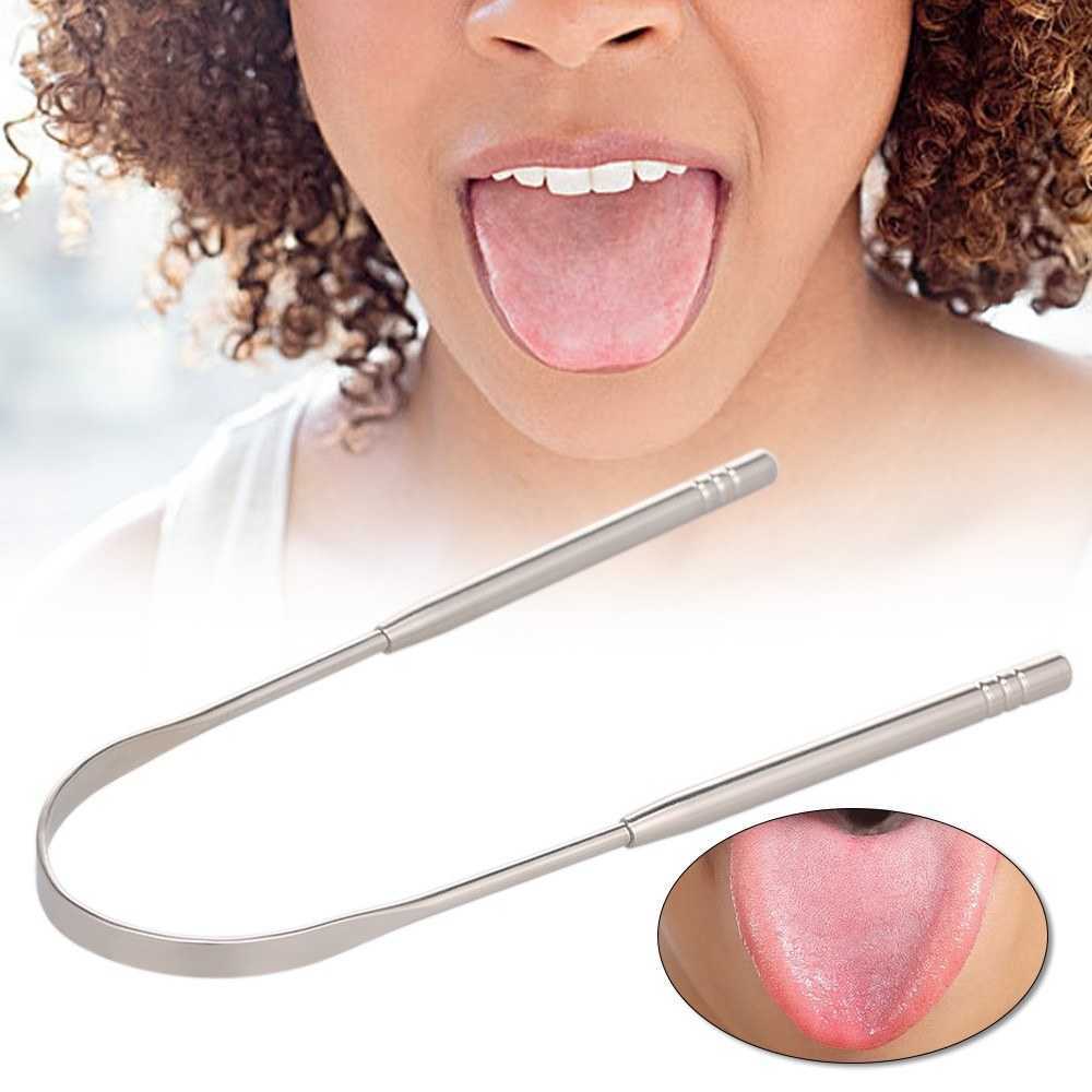 

Stainless Steel Tongue Cleaning Scraper BrushTongue Cleaner Oral Hygiene Care Tools