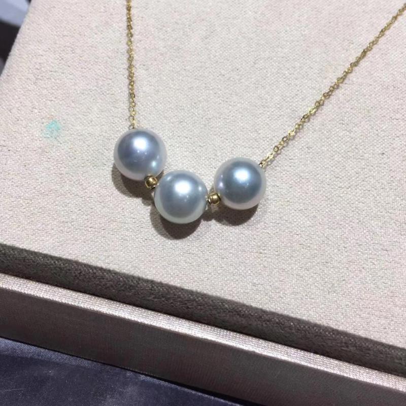 

MADALENA SARARA 7-8mm Saltwater Pearl Necklace 18k Gold Chain Necklace Fine Luster High Quality Perfect Round1