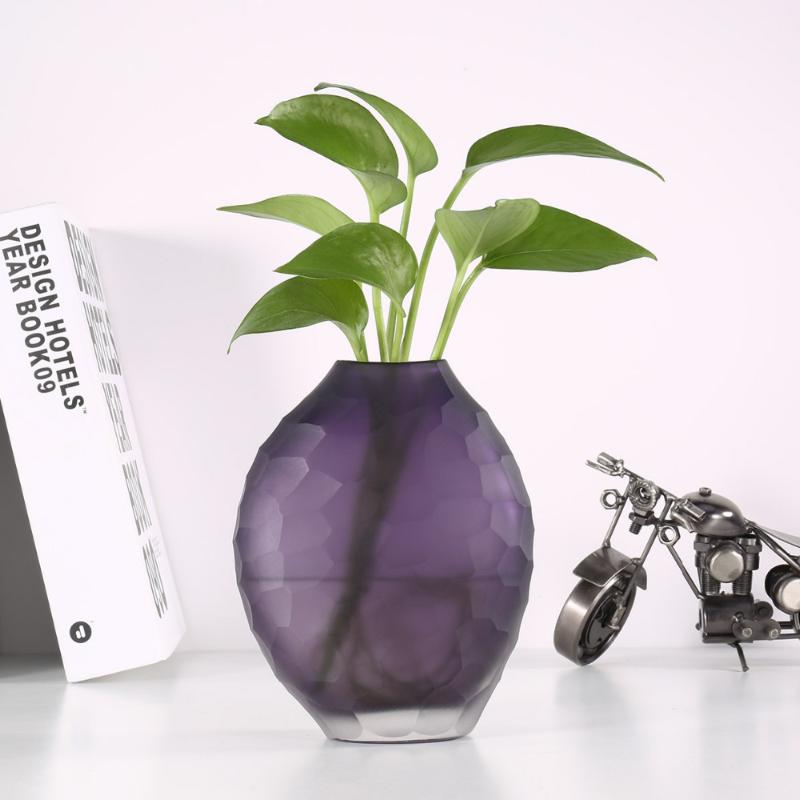 

New Table Decoration Flower Vase Purple Glass Vase Flower Decoration for Living Room Home Office Wedding Party Decor