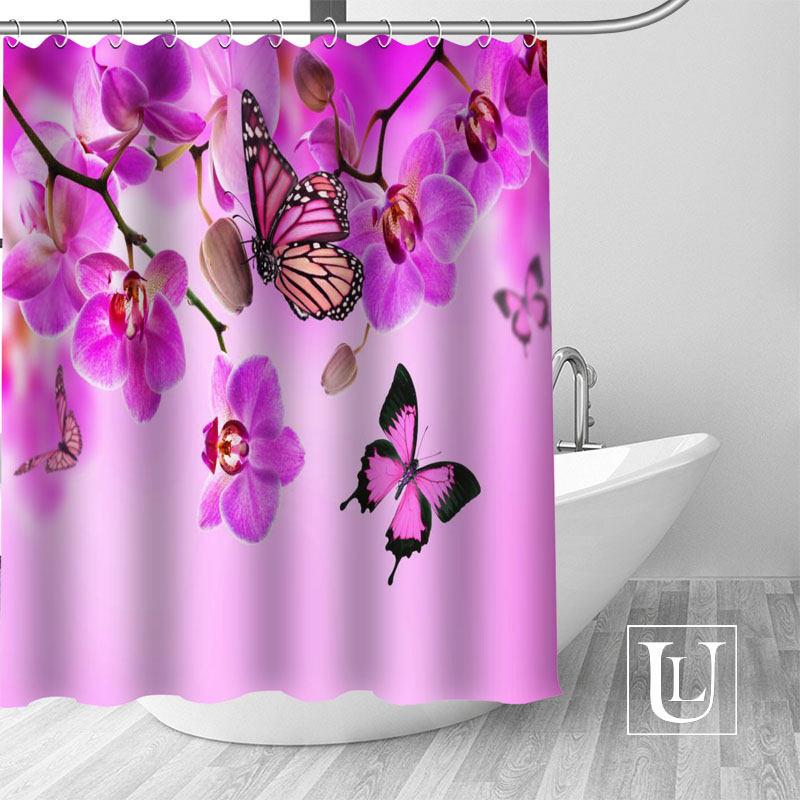 

Orchids flowers Shower Curtains Custom Bathroom Curtain Waterproof Bathroom Fabric Polyester Shower Curtain 1pcs custom