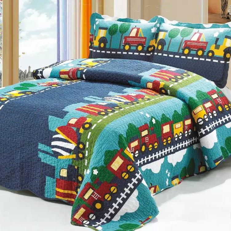 

Export New Washable Quilted 100% Cotton Bed Cover Set Reactuve Printing Bedding Set Three-piece Suit, H01