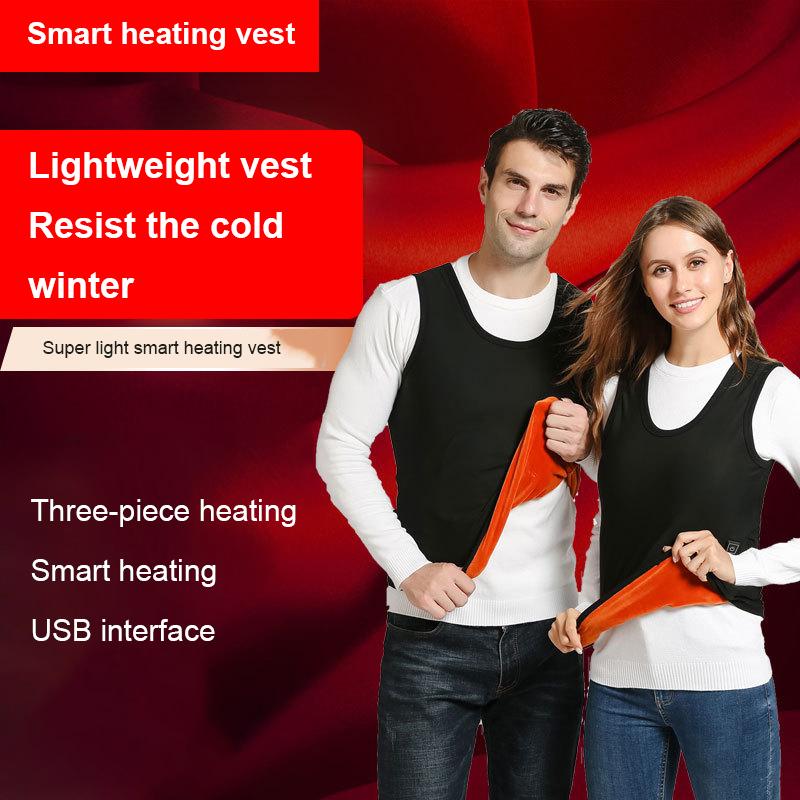 

Electric Heating Vest Smart USB Warm Up Heating Pad Winter Smart Vest Apparel Accessorie Warm Winter Clothing, Black