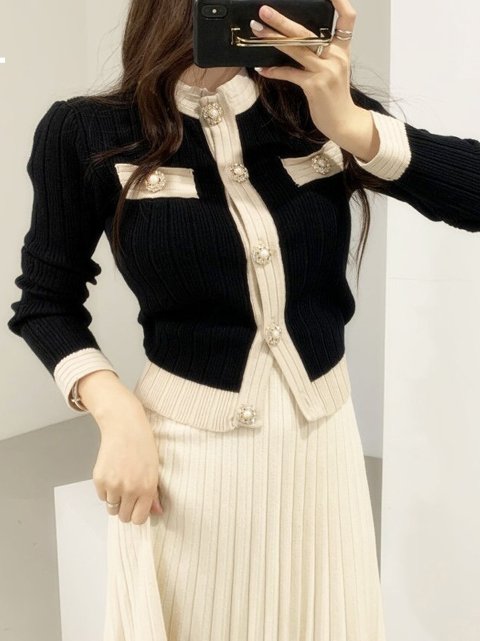 

Vintage 2021 New Female Style Spring and Autumn Sweater Short Mesh Cardigan Luxury Designer Woman Clothes Rc8o PB3B, Beige sweat.