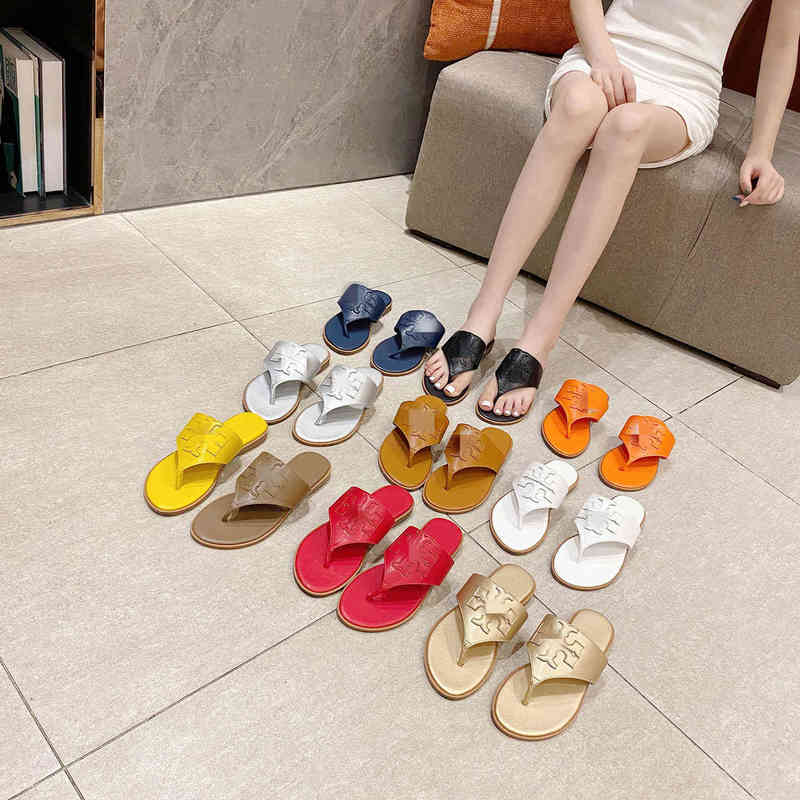

319-1 Tb Summer Wear Net Red Fashion Cool Slippers Women's Flat Bottomed Seaside Tourism Beach Flip Flops, White