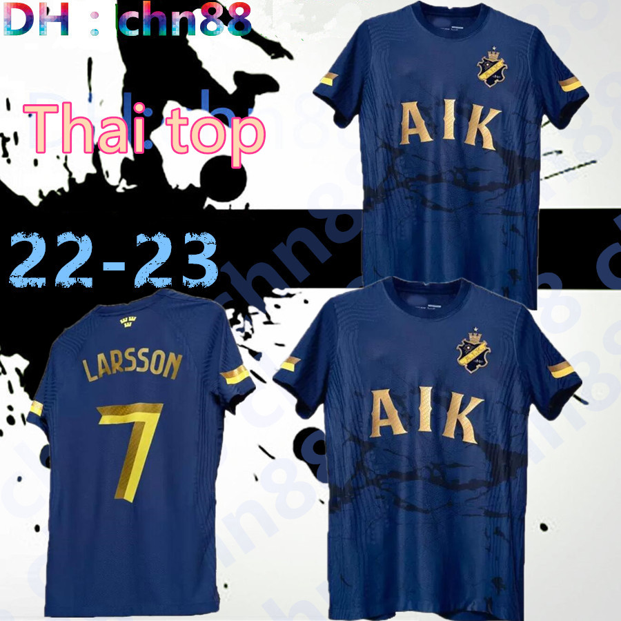

22 23 AIK Royal Edition Fotboll Soccer Jerseys 2022 2023 Home Black golden Papagiannopoulos Rogic Larsson tihi anniversary maillots football shirts uniforms, Picture