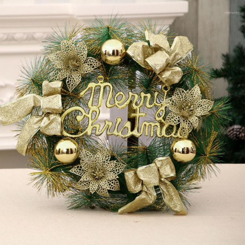 

Christmas Wreath for Front Door Garland Arrangement Christmas Ornament Decorative Wreath 40CM Bow Home Decoration1, No.1