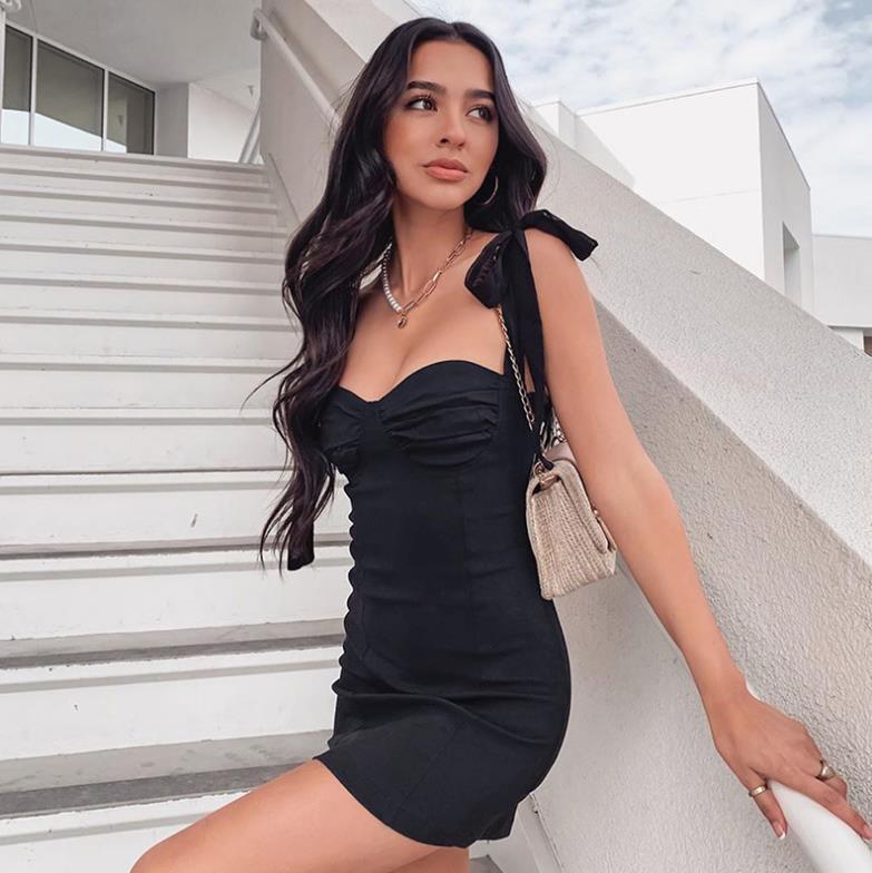 

Off Shoulder Strapless Sheath Dress Spring Women 2021 Summer Bodycon Backless Ladies Mini Dress Bow Bandage Strap Party Dresses, Sky blue