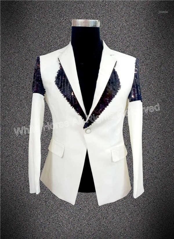 

Men' Suits & Blazers Wholesale- Arrival Classical Men Sequin Blazer Slim Fit Terno Masculino White Man Tailor Made1