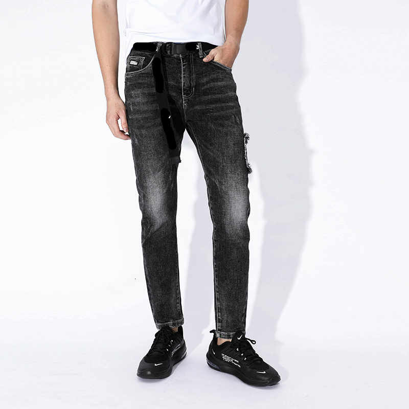 

2021 New Black Men's Jeans for Men Printed Thin Pants Embroidered Hip 44QC