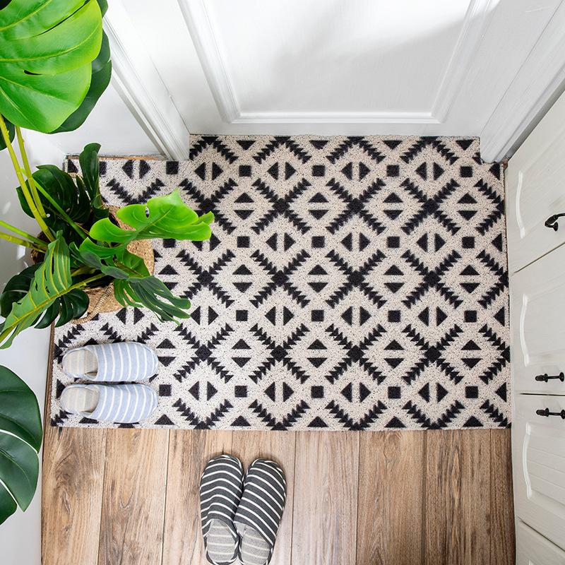 

Modern Household Doormat Carpet Stain Resistant Non-slip Washable Silk Loop PVC Doormat Living Room Outdoor Entrance Mat Carpet