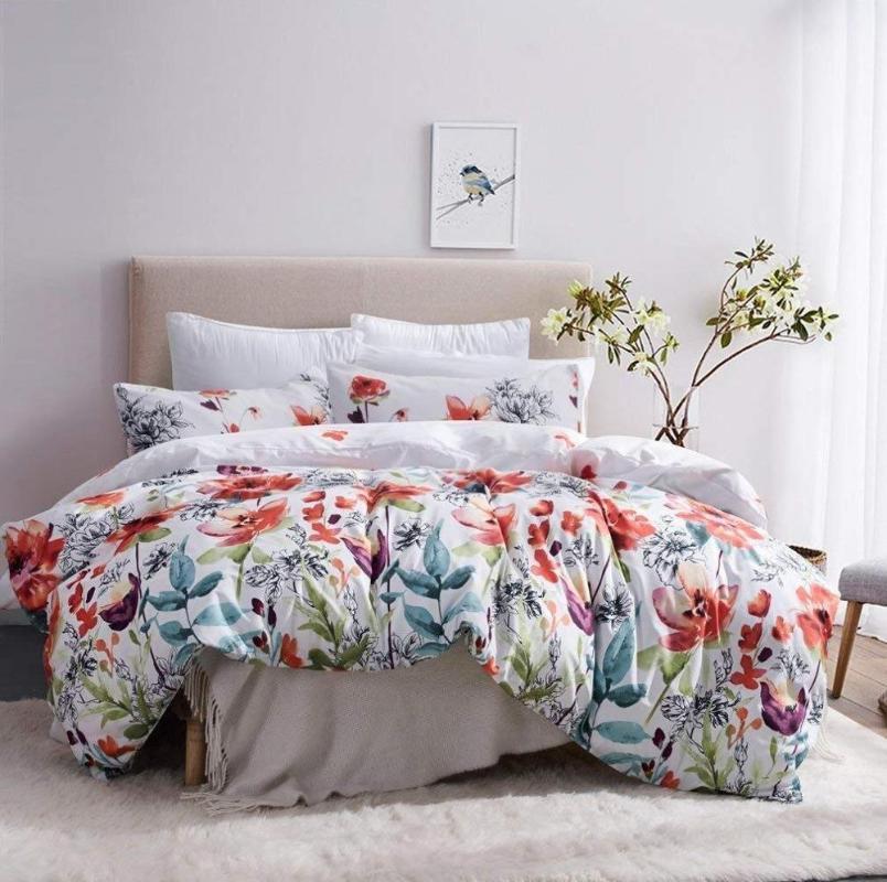 

Floral bedding set  double queen king duvet cover sets microfiber bed linen white and black quilt cover set1, 2010