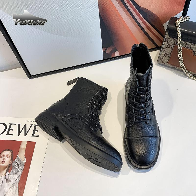 

Autumn winter women shoes leather boots safety shoes cow suede women's boots casual Winter sneakers for women 6012, Black