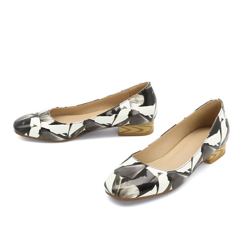 

2021 New Size 34-45 Female Low Heel Pumps Toe Colours Mixed Spring Printed Shoe Ladies Party S9RL, Yellow.