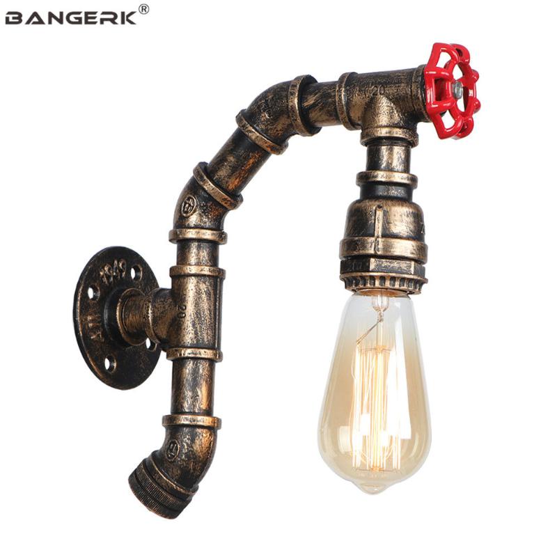 

Red Valve Decor Retro Wall Lights With Switch Iron Water Pipe Lamps Loft Industrial Lamp LED Edison Wall Sconce Home Lighting