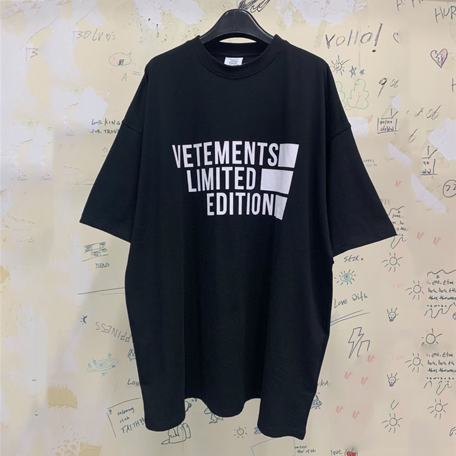 

2021 New Black Big Tee 2021ss Men Women Limited Edition Graphic Print Vetements T-shirt Vtm Tops Collar Tag O7f7