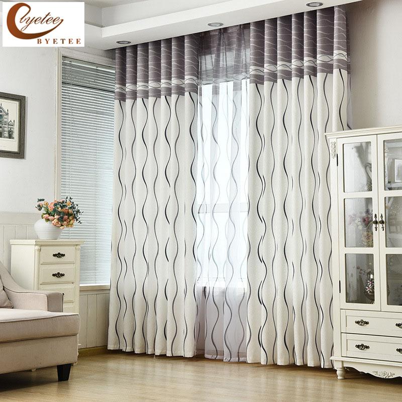 

byetee] Modern Curtain Fabrics Living Room Bedroom Curtain Jacquard Kitchen Curtains For Windows Doors Blackout, Tulle