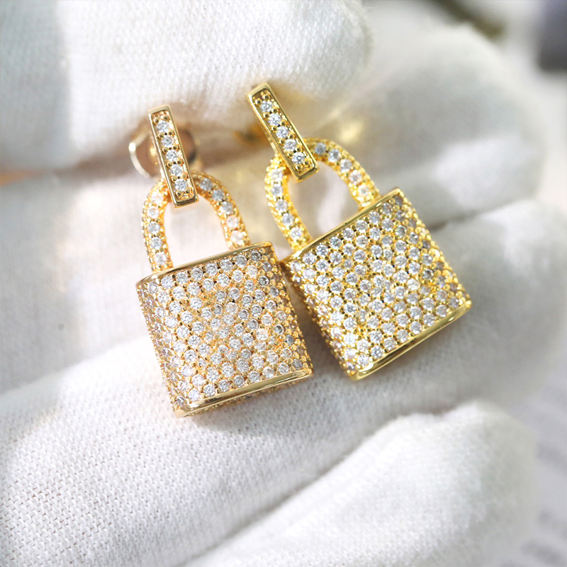 Mode Volledige Diamond Charm Lock Crystal voor Vrouwen Klassieke Designer Stud Oorbellen Hoge Kwaliteit S Sier Oorbel Sieraden