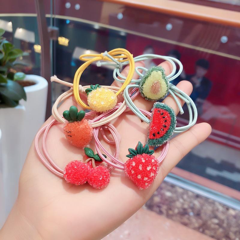 

2020 New Korea Beautiful Cute Fruit Cherry Strawberry Rubber Band Hair Rope Headwear Sweet Girl Women's Fashion Hair Accessories