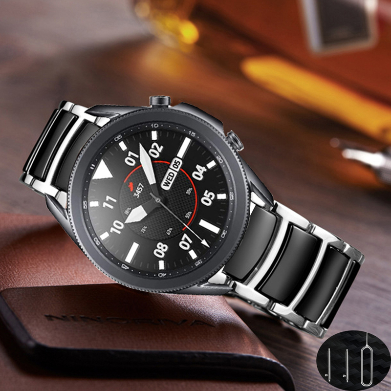 

20mm 22mm galaxy watch 3 45mm pulseira for samsung galaxy watch 46mm band Ceramic stainless steel strap for Galaxy Watch4 44mm 220214