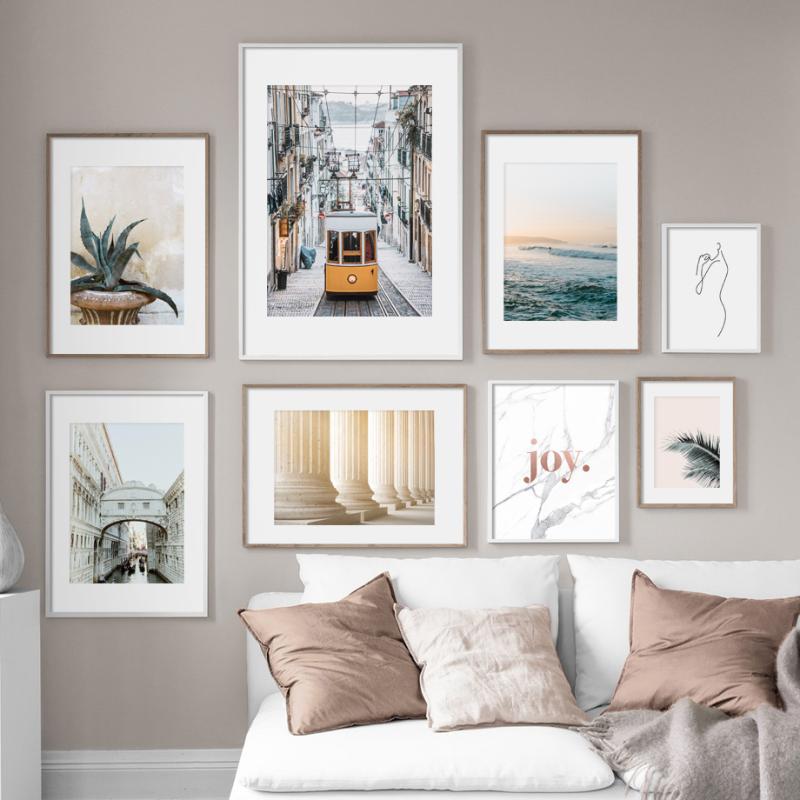 

Aloe Palm Leaves Bridge Bus Seascape Wall Art Canvas Painting Nordic Posters And Prints Wall Pictures For Living Room Home Decor