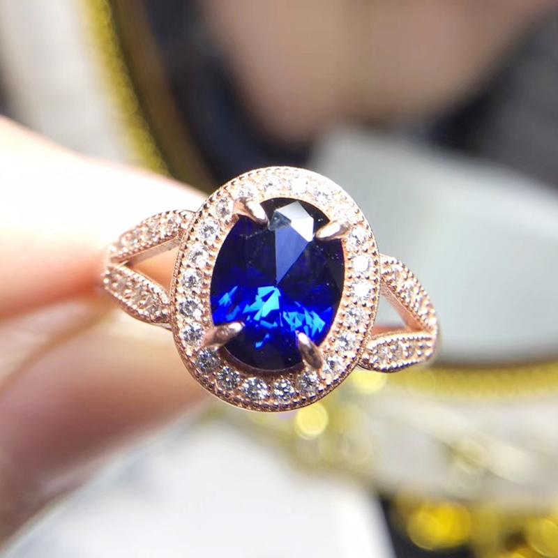 

Cluster Rings Natural Real Blue Topaz Oval Twinkle Ring Per Jewelry 6*8mm 1.6ct Gemstone 925 Sterling Silver Fine T27296, Golden;silver