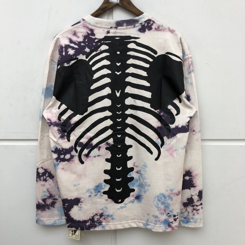 

2021 New Tie Dye Bone Big Printing t Shirt Men Women Long Sleeve T-shirt Kapital Top Tees Harajuku Tshirt G4j8