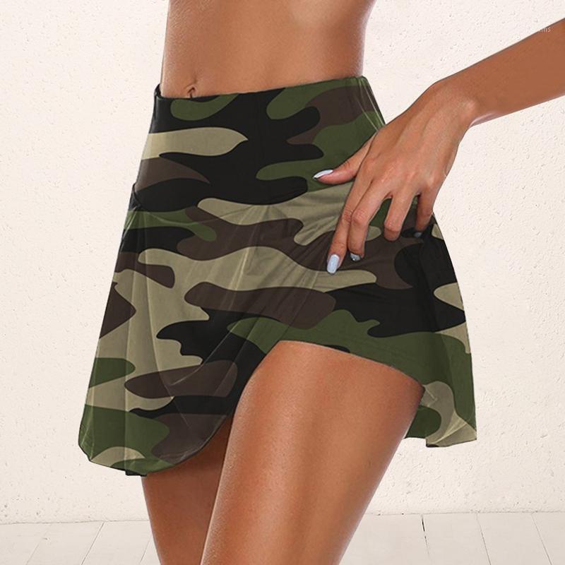 

Women Bust Shorts Skirt Yoga Shorts Camouflage Chafe-free Skirt With Hidden Pocket Workout Pleated Skorts Anti-chafing1, Color 4